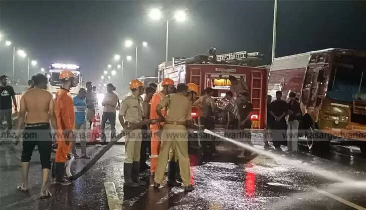 Fish Lorry Overturns on National Highway at Mogral Puthur Disrupting Traffic for Two Hours on Thursday Night