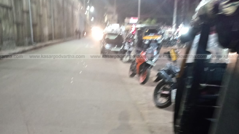 Cars parked illegally on the service road of NH-66 in Kasaragod.