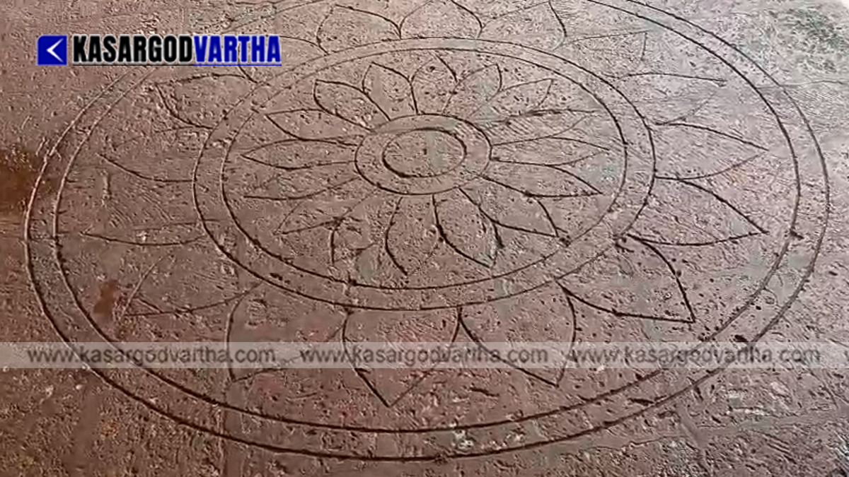 T.V. Prakasan working on a laterite stone pillar