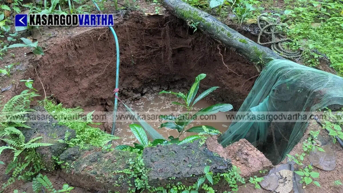 Well collapses due to continuous heavy rain in Pilicode, Kotholi; residents urged to be cautious