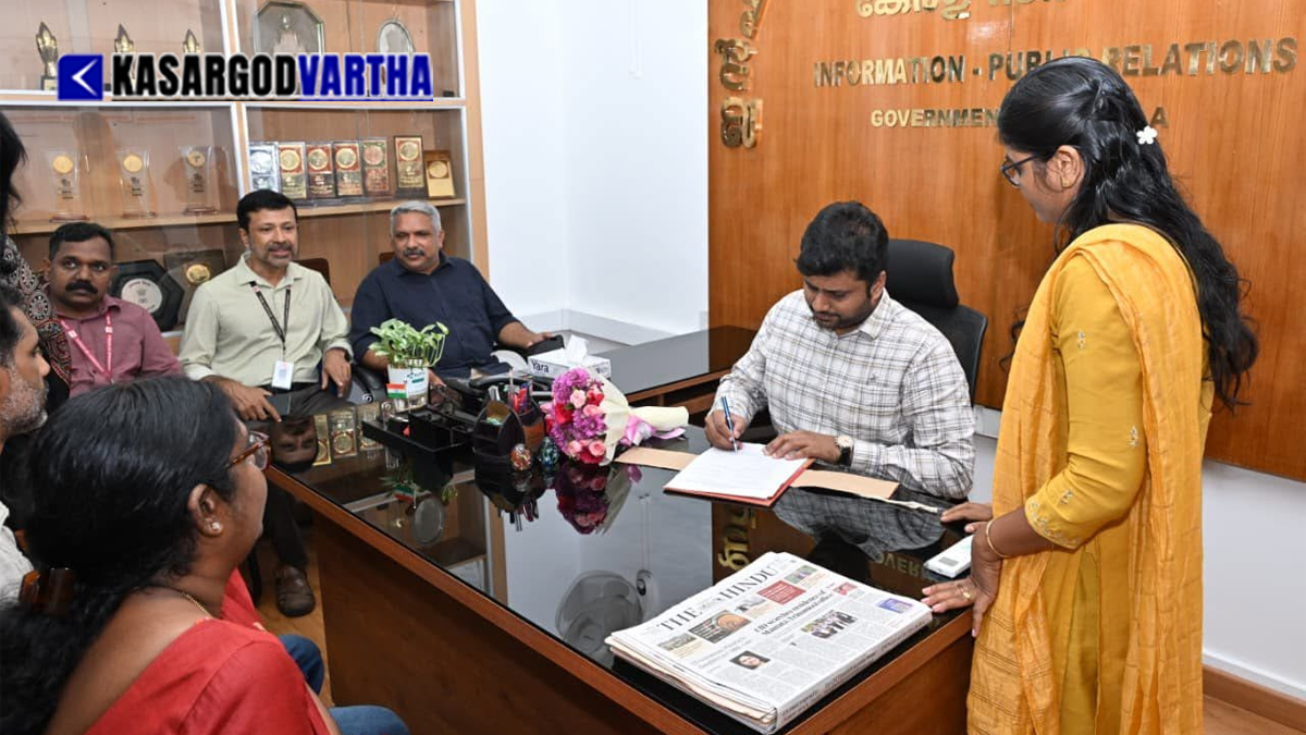 Sabin Sameed assuming office as the Director of Information and Public Relations Department in Kerala.