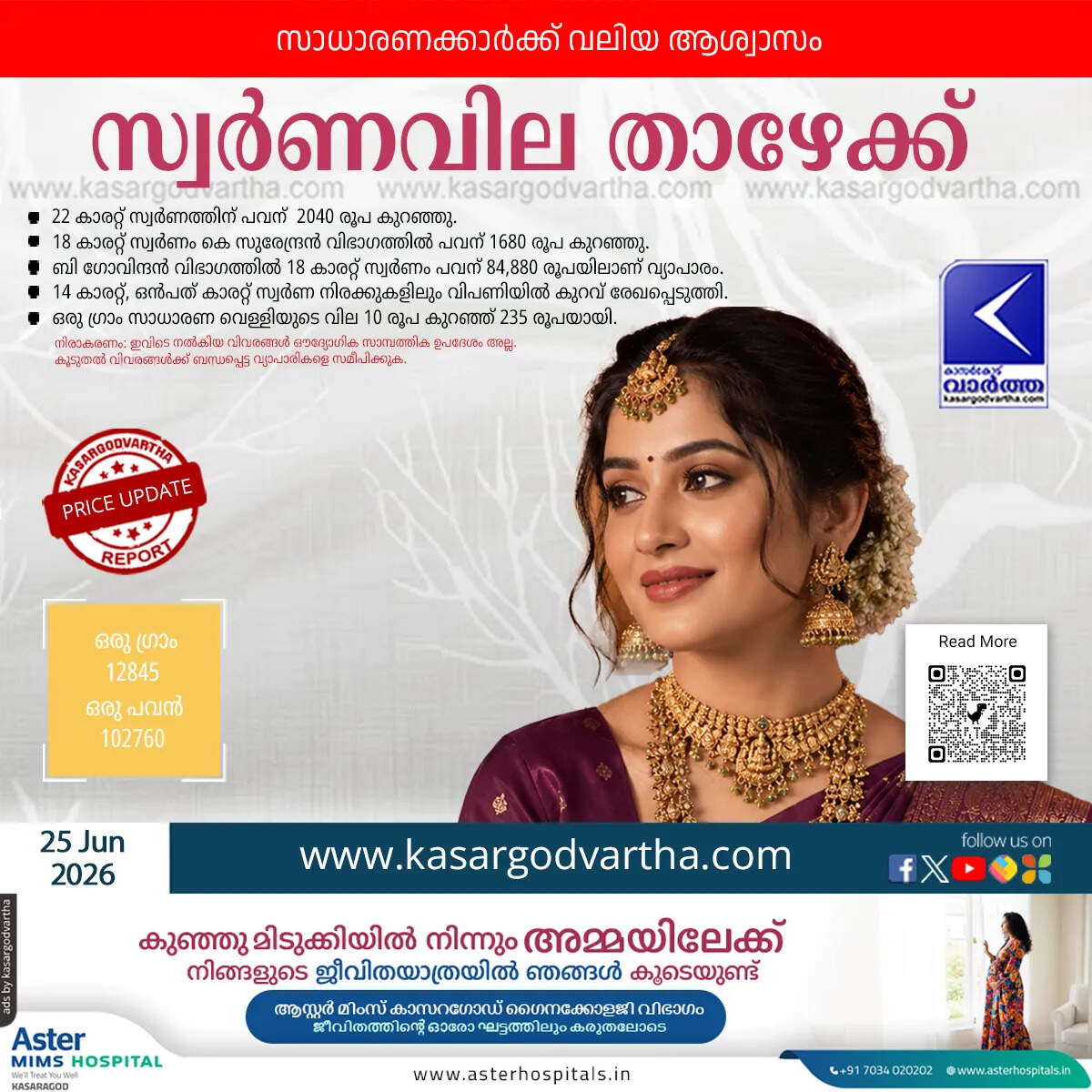kerala gold price decreased june 25 update