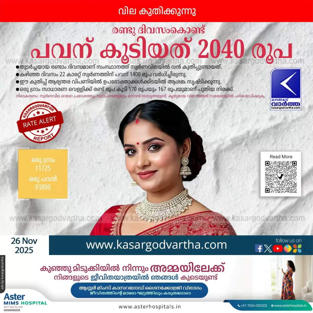 Kerala Gold Price November 26 