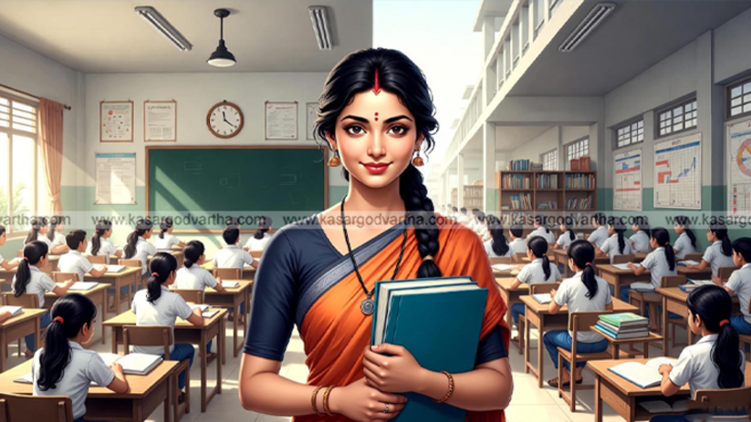  Indian government school teacher in classroom