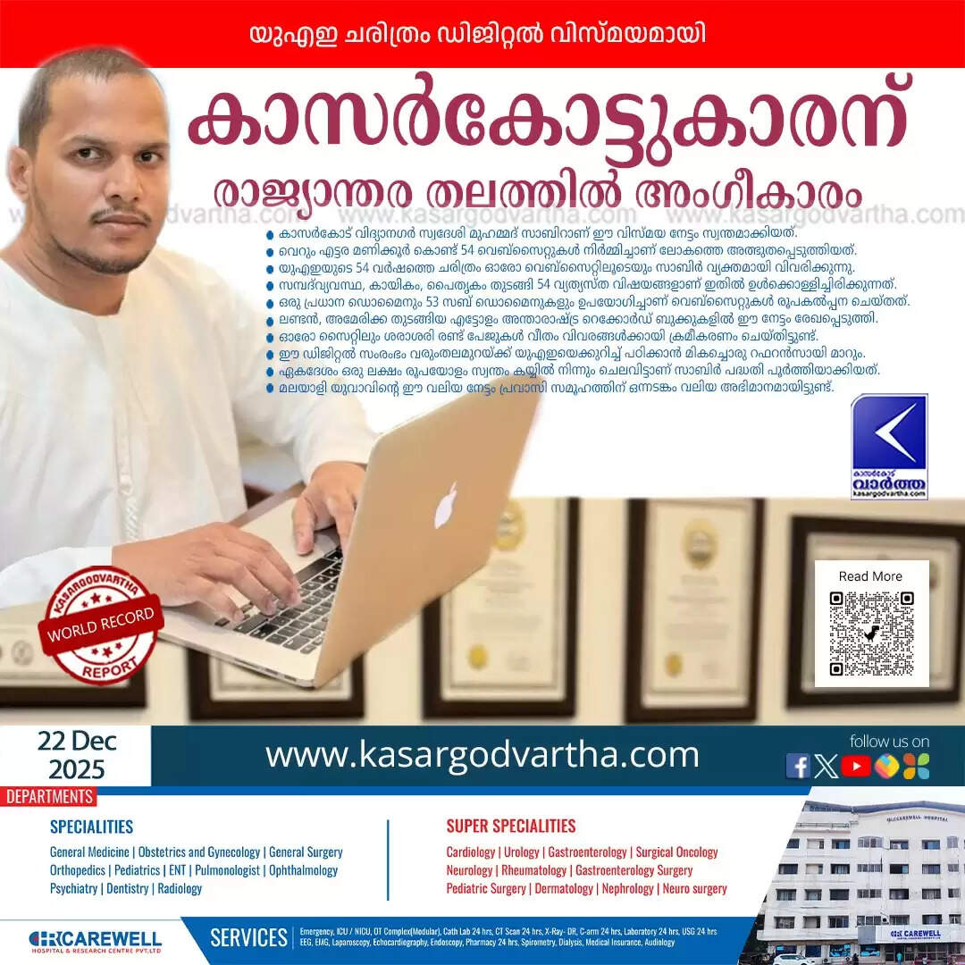 kasaragod youth muhammad sabir creates world record