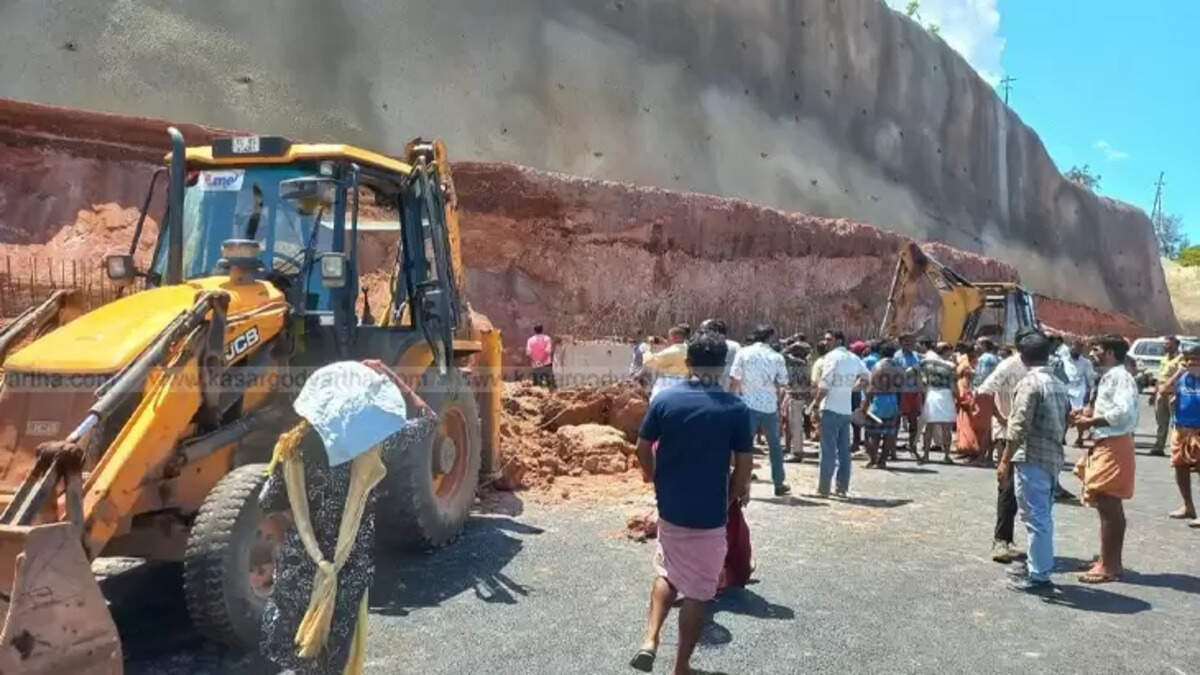 Landslide site at Mattalai, Kasargod during National Highway construction.