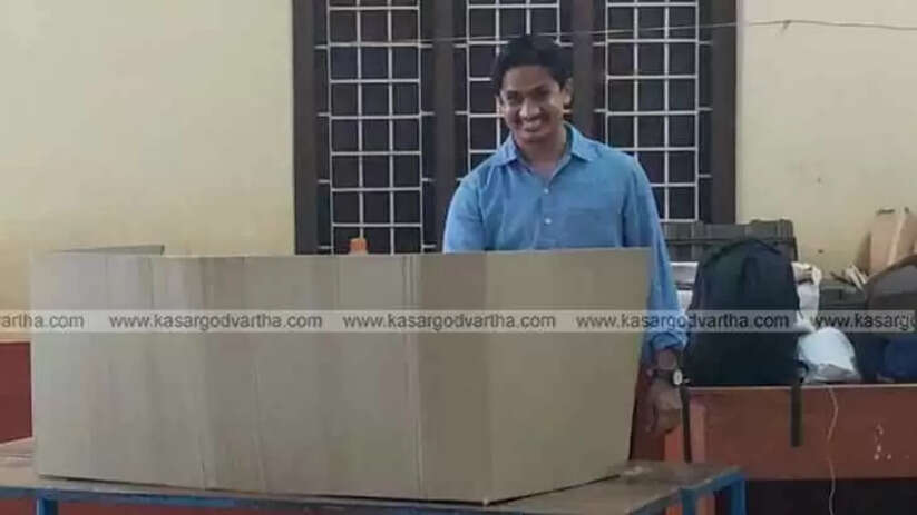 Groom H Jayadeva casting vote in wedding attire