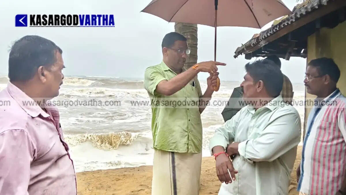 Representational image of severe sea erosion and damaged coastal protection in Kasaragod