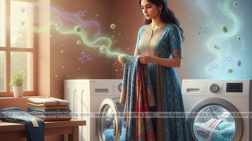 Woman putting new clothes in a washing machine