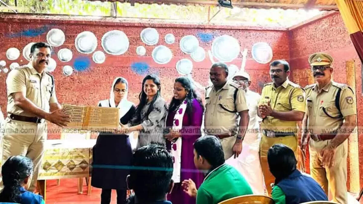 At the Love Gathering, the district police distributes items including clothes as love gifts.