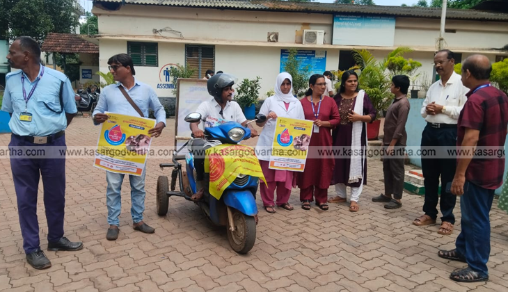 Hakeem Kambara on three-wheeler scooter for polio campaign