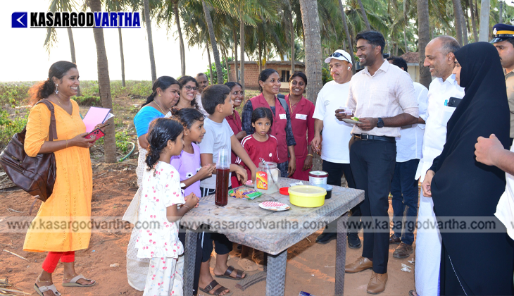 District Collector Arjun Pandian visits the Kuttipada thatched shop on Chembarika Beach.