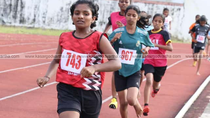 P Bhagyalakshmi winning 600m race at School Olympics
