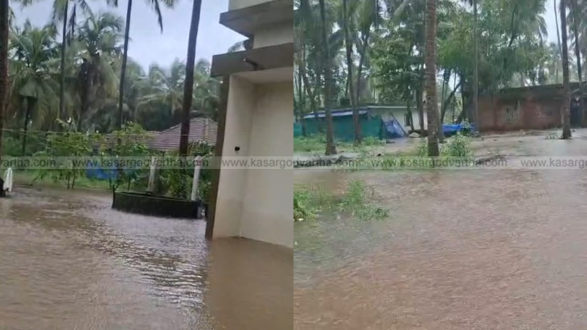 A house surrounded by floodwater in Mogral Nanki, Kasaragod.
