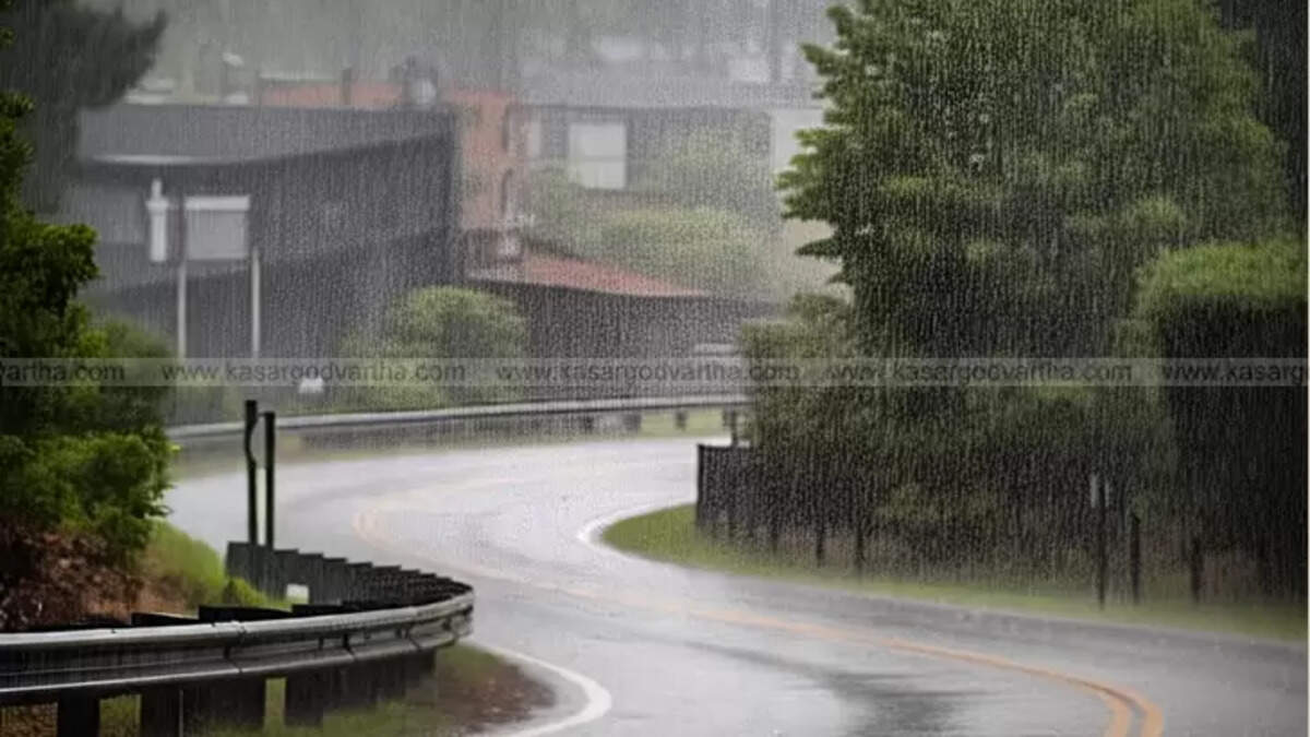 Heavy rain in Kasaragod district, Kerala.