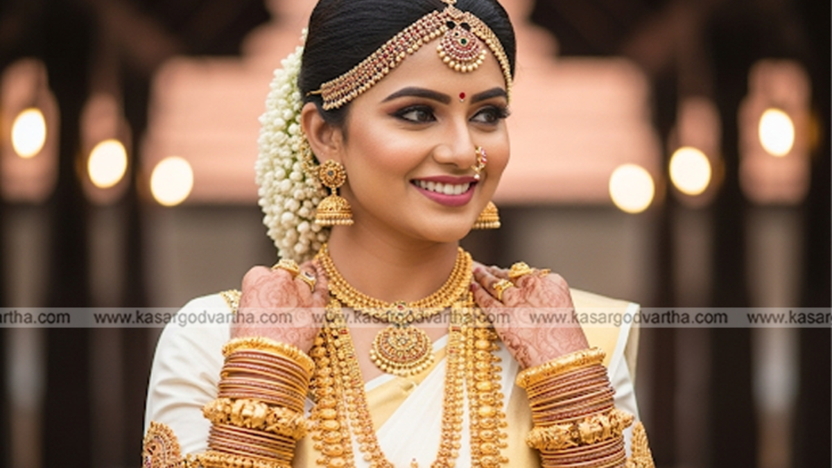 Close-up of gold ornaments and jewellery.