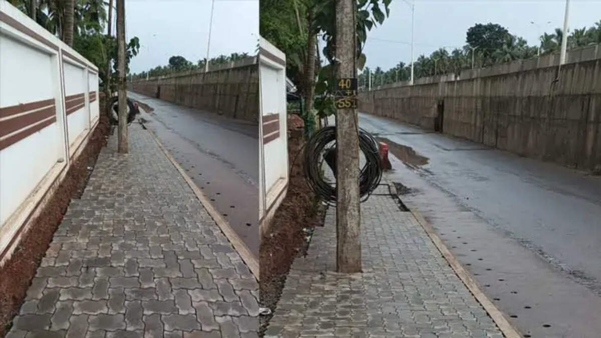 A poorly constructed footpath in Mogral