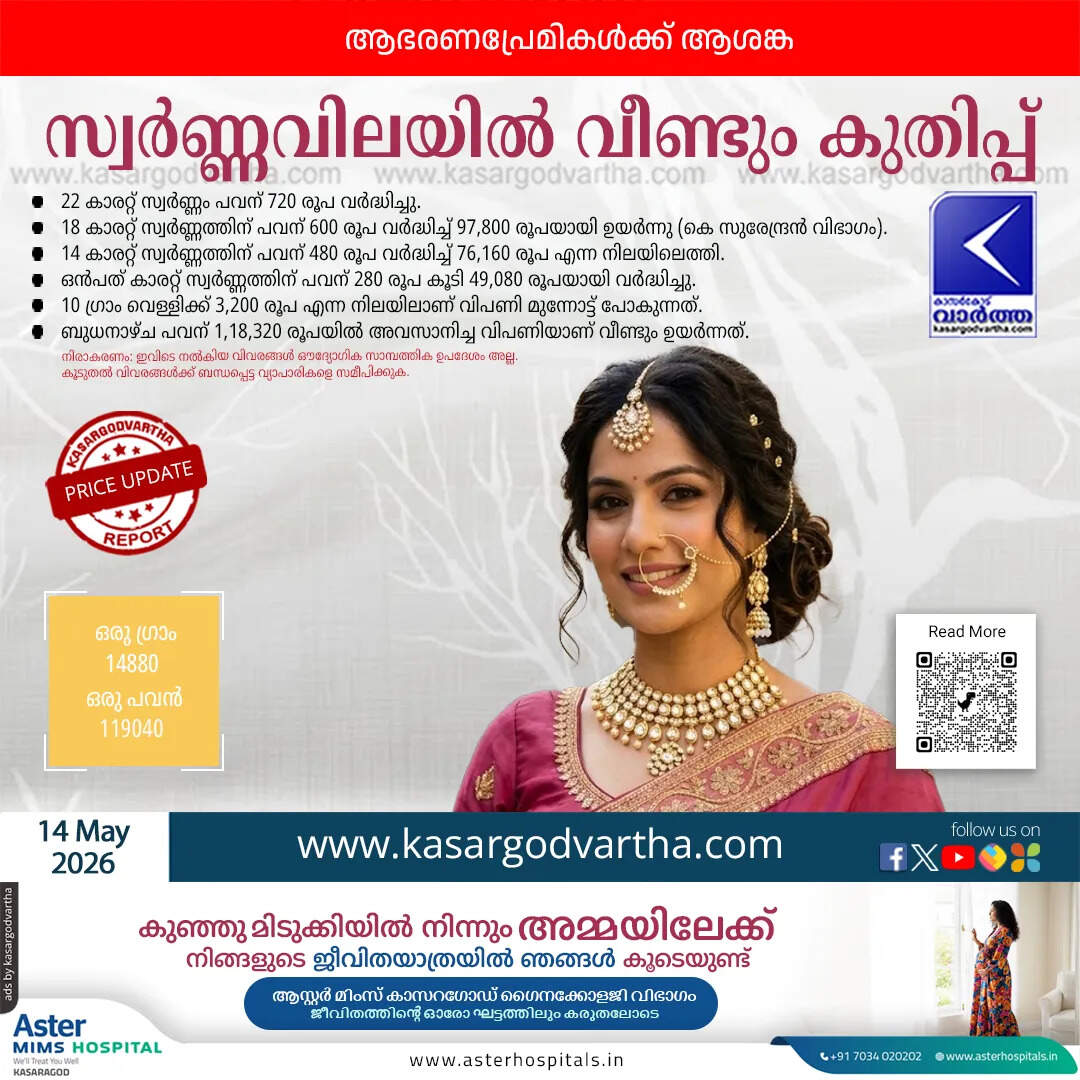 gold price kerala increased may 14 2026 sovereign rate