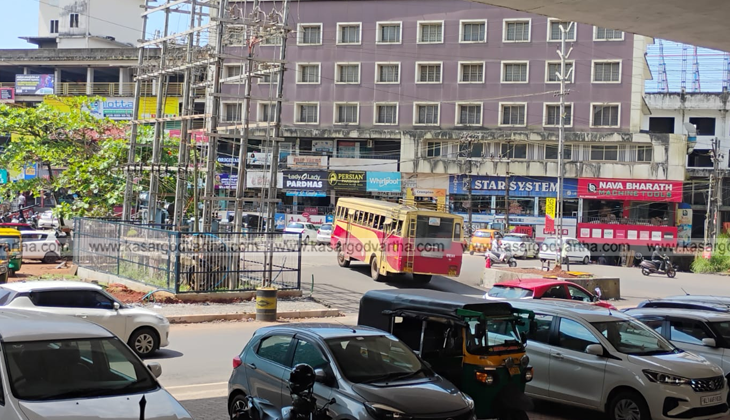 Buses follow new traffic rules at Kasaragod New Bus Stand.